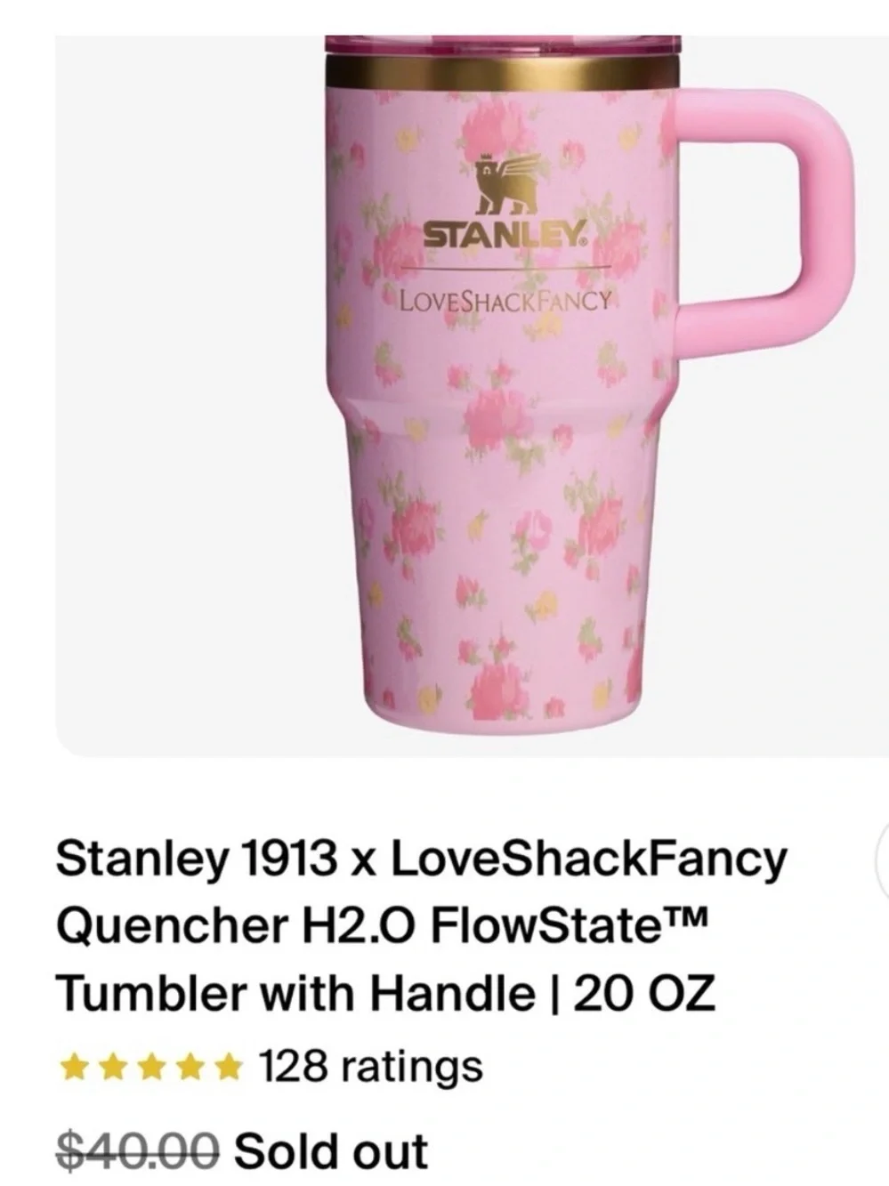 🎀Stanley x LoveShackFancy Ibiza Sunset Travel Tumbler 20 oz Floral SOLD OUT NRFB - Picture 2 of 7